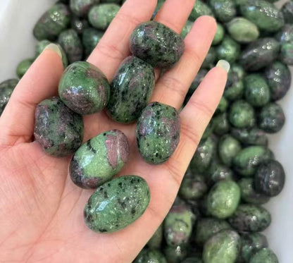 Natural Ruby-Zoisite Tumbled Stones 20-30mm - 1kg Bulk Red Green Crystals for Heart Healing & Vitality (Anyolite)