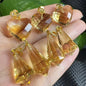 Natural Citrine Dual Pendant Set - Faceted Heart & Pendulum Necklace in Gold-Plated 925 Silver, Healing Crystal Gift