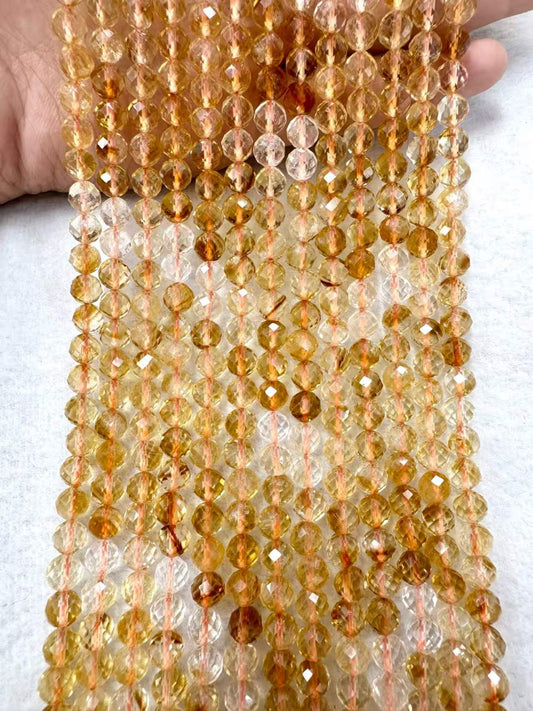 Natural Citrine Graduated Bead Strand - 39-40cm, 6mm - Warm Yellow Ombré Gemstones, DIY Jewelry Supplies, Semi-Finished|Bulk Price