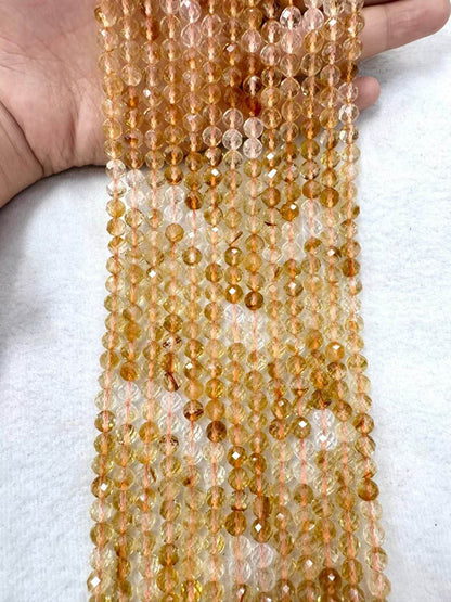 Natural Citrine Graduated Bead Strand - 39-40cm, 6mm - Warm Yellow Ombré Gemstones, DIY Jewelry Supplies, Semi-Finished|Bulk Price