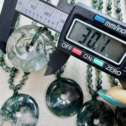 Zen Moss Agate Disc Pendant & Bead Necklace - Natural Botanical Jewelry|Bulk Price