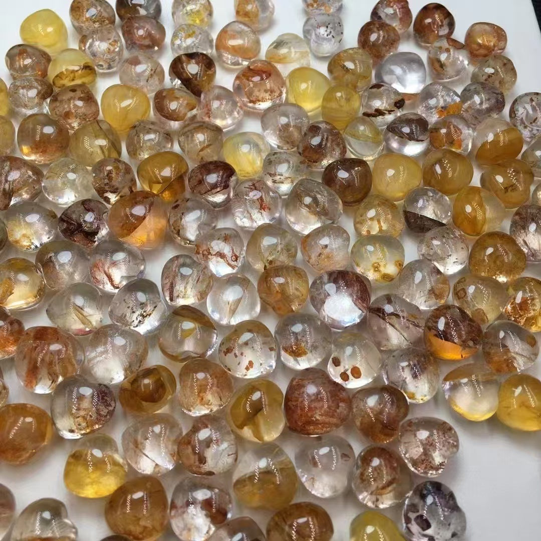 Lucky Koi Fish Golden Heale Heart  - 11-15mm Plump 3D Cabochon for Wire Wrapping/Jewelry Making|Bulk Price