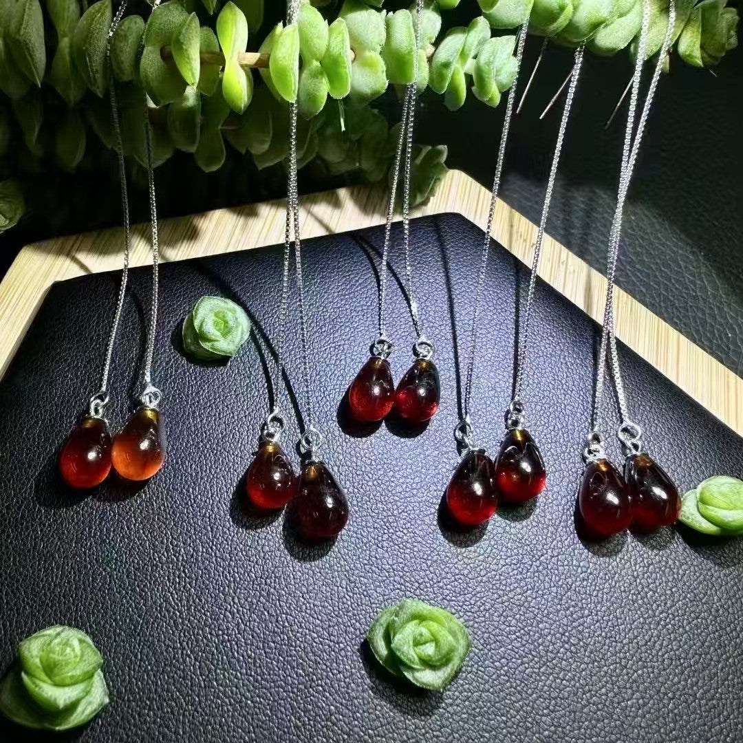 Teardrop Garnet Dangle Earrings in 925 Sterling Silver - Elegant Hypoallergenic Ear Wires |Bulk Price