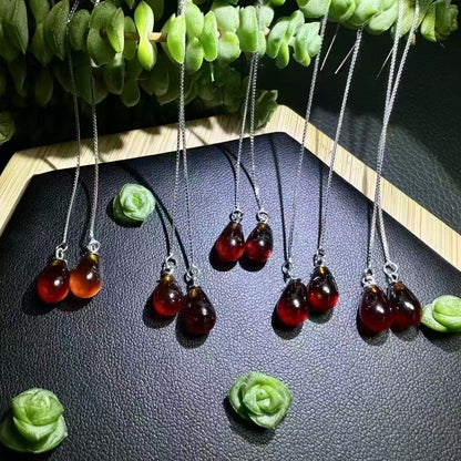 Teardrop Garnet Dangle Earrings in 925 Sterling Silver - Elegant Hypoallergenic Ear Wires |Bulk Price