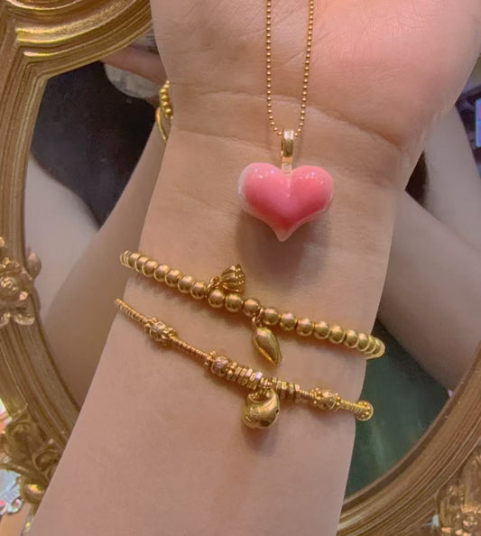 Pink Queen Conch Necklace(S925 gold-plated)-Chunky Heart Shape