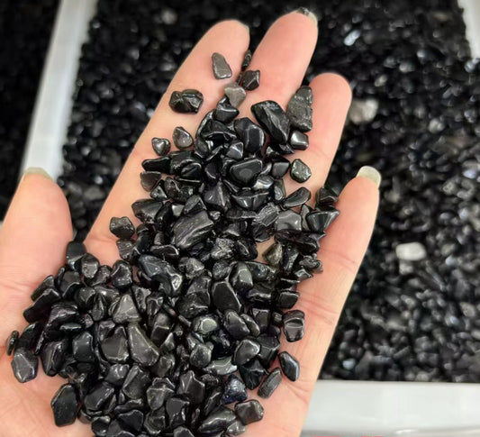 5-7mm Natural Black Obsidian Chip-(1kg)-Bulk price