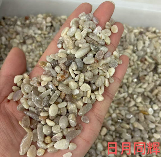 5-7mm Natural Golden Sunstone Mix Blue Moonstone Chips -(1kg)-Bulk price