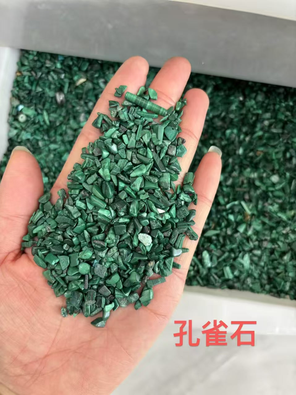 5-7mm Natural Malachite Chips -(1kg)-Bulk Price