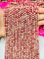 Natural Round Faceted Rhodonite Bead Strand |DIY Jewelry Making|Meditation &Chakra Balancing|Bulk Price