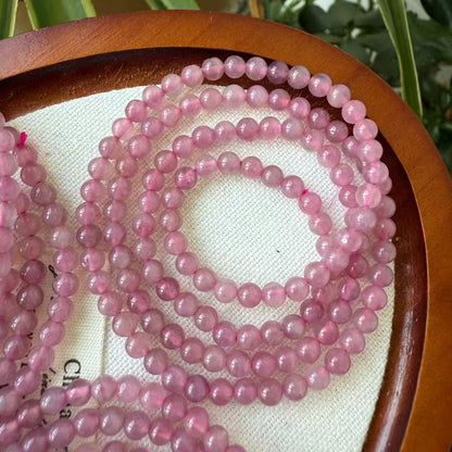 Madagascar Purple Rose Quartz Triple Wrap Bracelet - 4.2mm & 5.5mm Natural Stone Beads for Unconditional Love & Emotional Healing