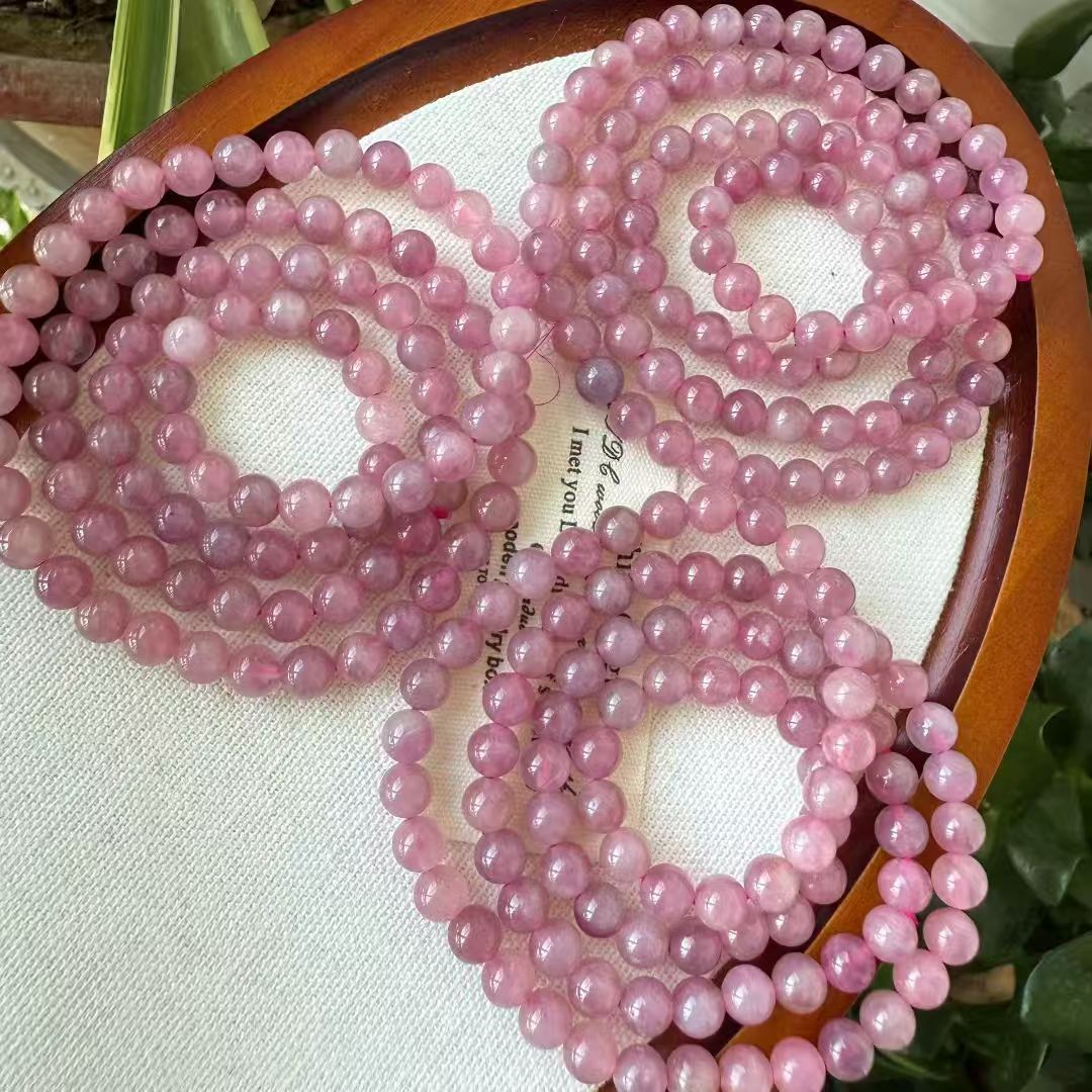 Madagascar Purple Rose Quartz Triple Wrap Bracelet - 4.2mm & 5.5mm Natural Stone Beads for Unconditional Love & Emotional Healing