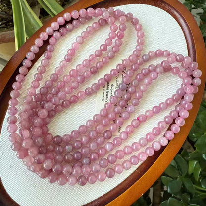 Madagascar Purple Rose Quartz Triple Wrap Bracelet - 4.2mm & 5.5mm Natural Stone Beads for Unconditional Love & Emotional Healing