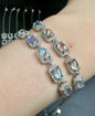 Madagascar Rainbow Moonstone Bracelet - 5 Oval Cabochons S925 Sterling Silver Chain, Adjustable Clasp for Intuition & Divine Feminine Energy