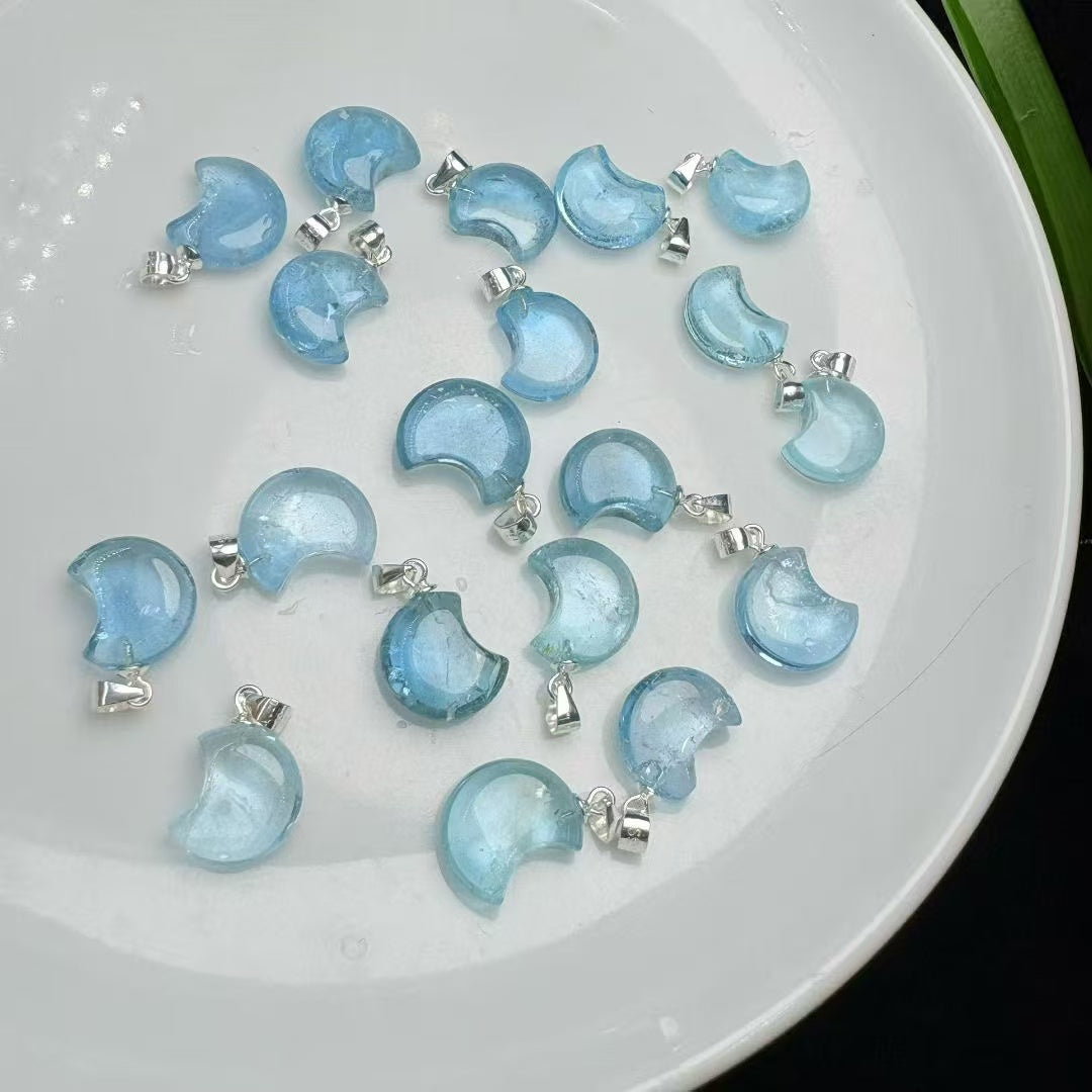 Natural Topaz Star & Moon Pendant - S925 Sterling Silver Bail, Celestial Charm for Manifestation & Confidence (12mm)