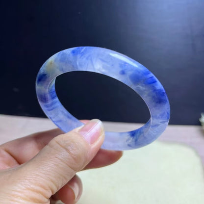 Natural Blue Kyanite Crystal Bracelet - Sky-White Icy Kyanite - 54.5mm Inner Diameter