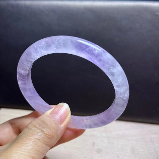 Lavender Amethyst Crystal Bracelet – 60mm Inner Diameter | Natural Stone Healing Jewelry for Women, Spiritual Gift