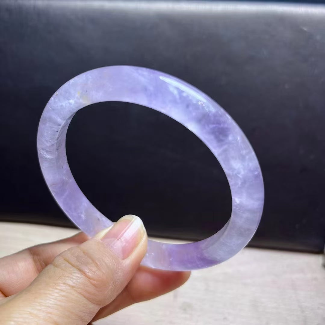 Lavender Amethyst Crystal Bracelet – 60mm Inner Diameter | Natural Stone Healing Jewelry for Women, Spiritual Gift