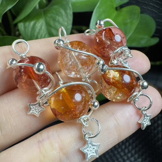 Sunset Fire Quartz Planet Pendant - 925 Sterling Silver Cosmic Jewelry|Bulk Price