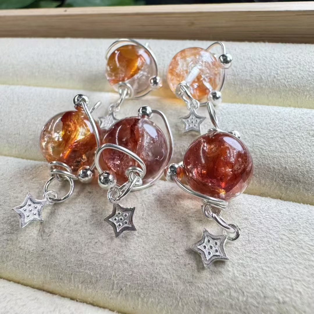 Sunset Fire Quartz Planet Pendant - 925 Sterling Silver Cosmic Jewelry|Bulk Price