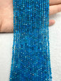 A+Quality Ocean Blue Color Round Faceted Blue Apetite Bead Strand|Stunning Sparking Crystal Beads For Jewelry Making