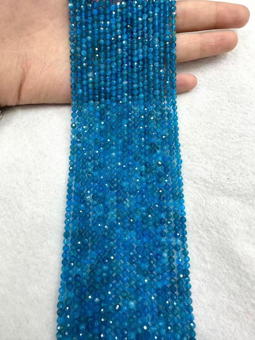 A+Quality Ocean Blue Color Round Faceted Blue Apetite Bead Strand|Stunning Sparking Crystal Beads For Jewelry Making