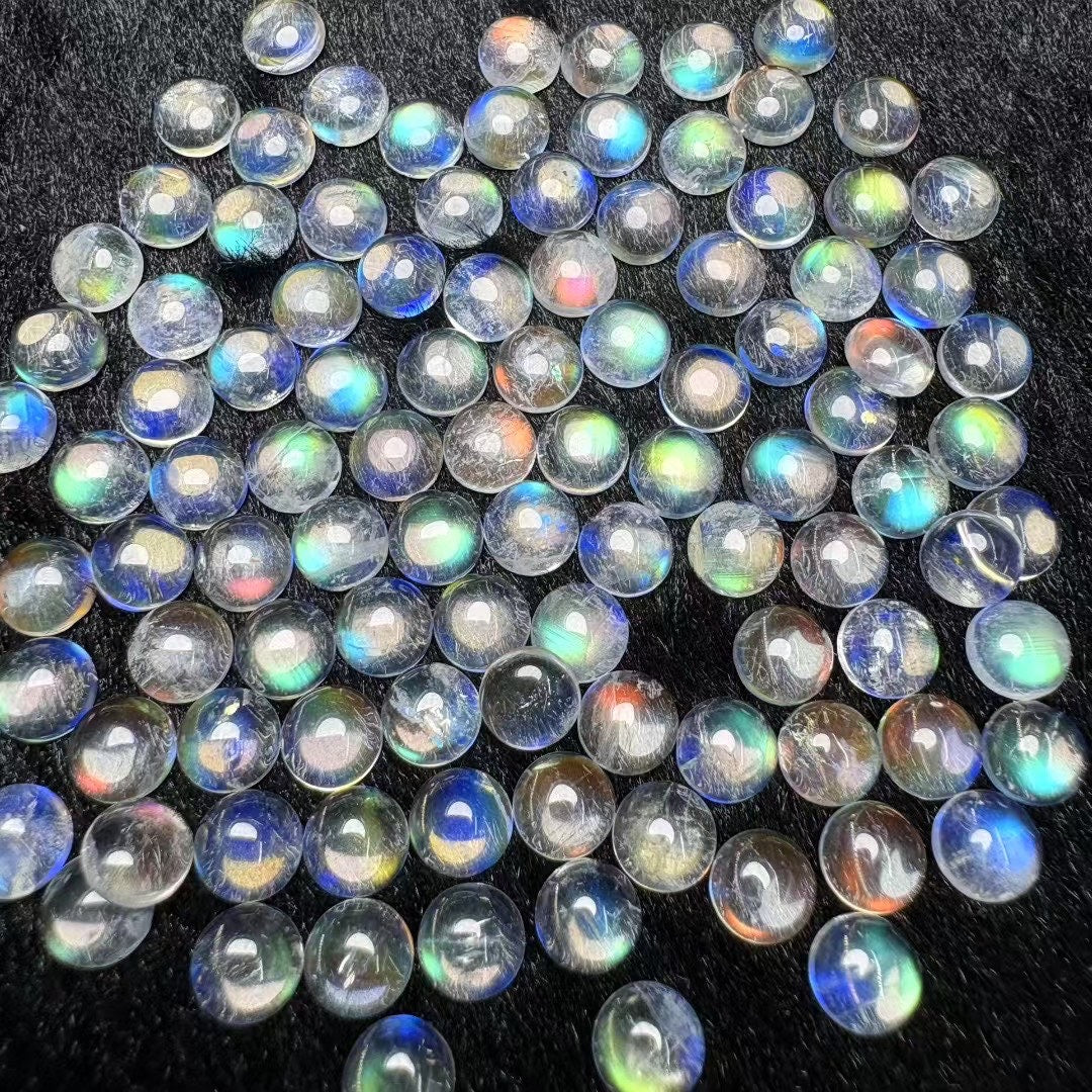 Madagascar Moon Magic Cabochon - 5mm Round AAA Grade Moonstone, Goddess Stone for Intuition & Divine Feminine Energy (Loose Gemstone)