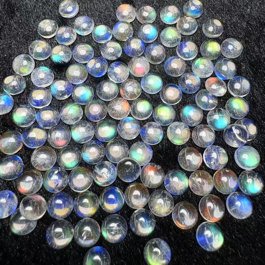 Madagascar Moon Magic Cabochon - 5mm Round AAA Grade Moonstone, Goddess Stone for Intuition & Divine Feminine Energy (Loose Gemstone)