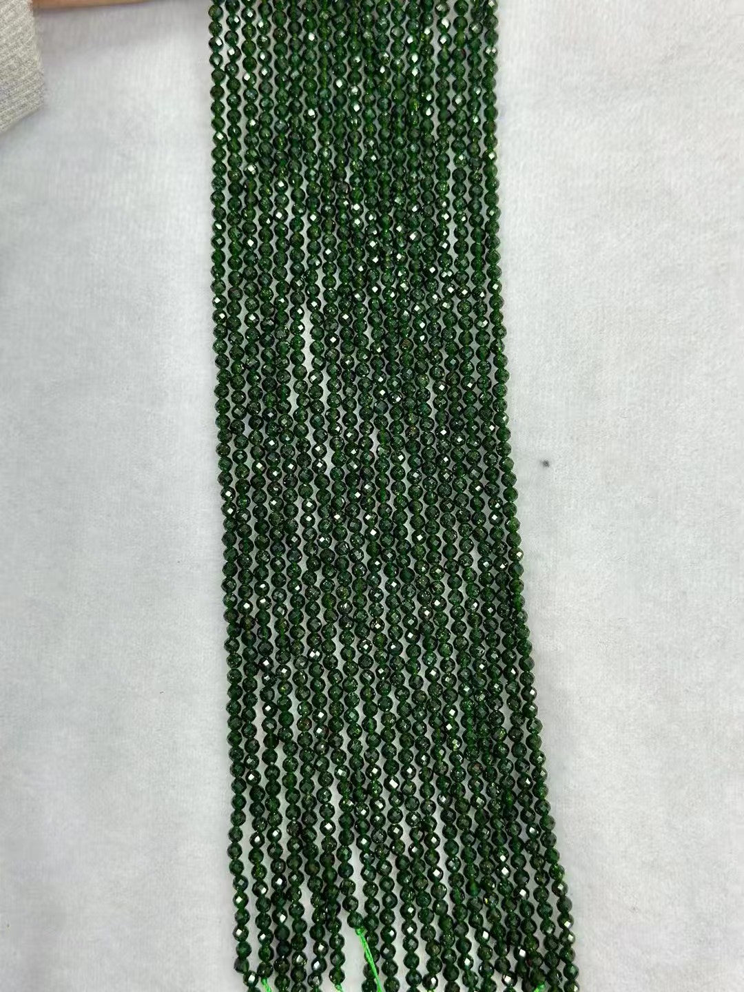 Manmade Sparking Green Golden Sandstone Faceted Round Bead Strand 2.5-4mm
