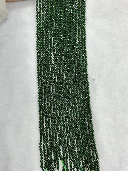 Manmade Sparking Green Golden Sandstone Faceted Round Bead Strand 2.5-4mm