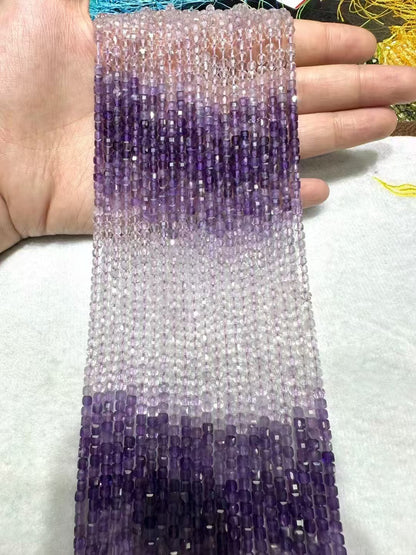 Sugar Cube Faceted Gradient Natural Lavender Amethyst Bead Strand |Stunning Sparking Crystal Beads For Jewelry Making