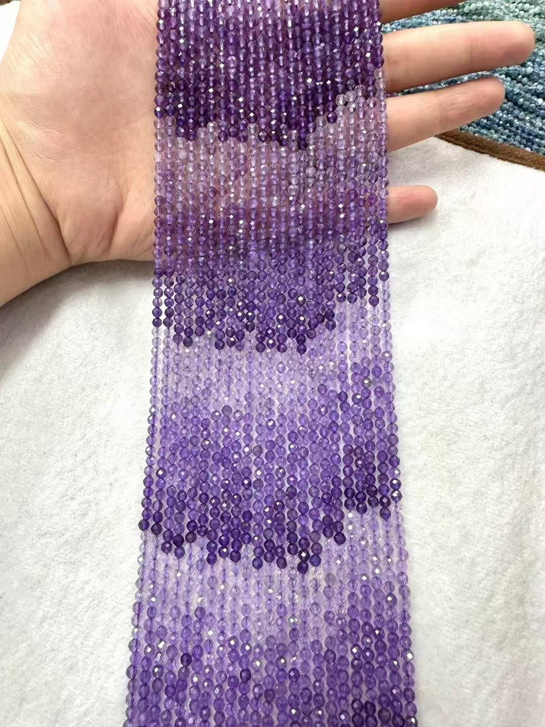 Gradient Natural Amethyst Faceted Shape Bead Strand|Stunning Sparking Crystal Beads For Jewelry Making