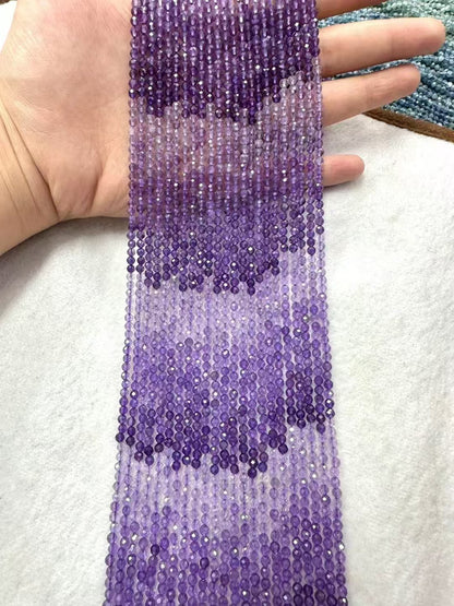 Gradient Natural Amethyst Faceted Shape Bead Strand|Stunning Sparking Crystal Beads For Jewelry Making