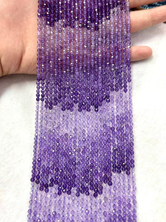 Gradient Natural Amethyst Faceted Shape Bead Strand|Stunning Sparking Crystal Beads For Jewelry Making