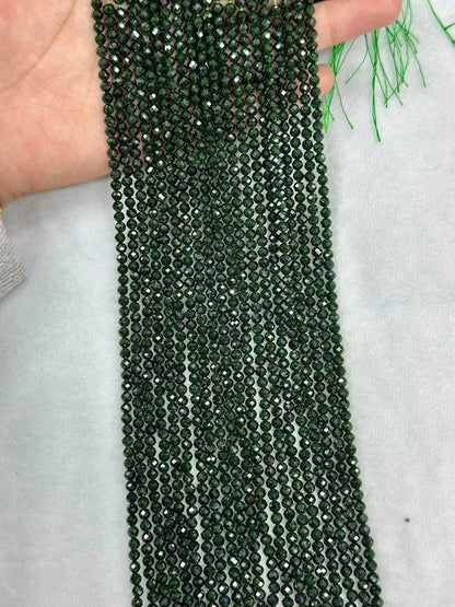 Manmade Sparking Green Golden Sandstone Faceted Round Bead Strand 2.5-4mm