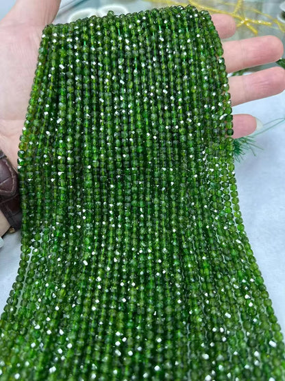 A+Quality Green Diopside Sugar Cube Faceted Bead Strand4mm|Stunning Sparking Crystal Beads For Jewelry Making