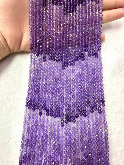 Gradient Natural Amethyst Faceted Shape Bead Strand|Stunning Sparking Crystal Beads For Jewelry Making