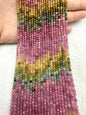 A+Quality Natural Gradient Round Faceted Toumline Bead Strand|Stunning Sparking Crystal Beads For Jewelry Making