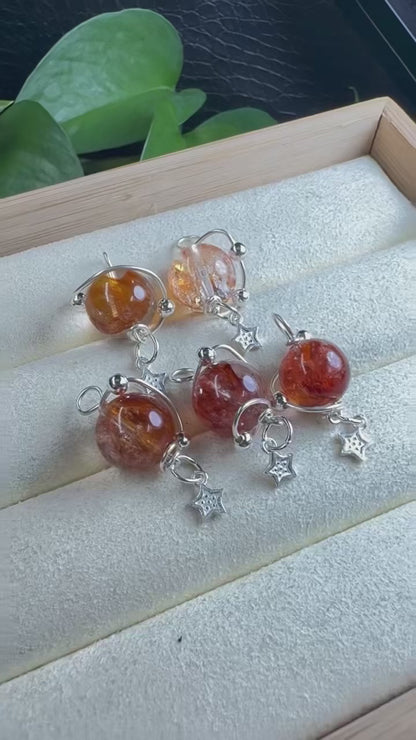 Sunset Fire Quartz Planet Pendant - 925 Sterling Silver Cosmic Jewelry|Bulk Price