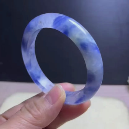 Natural Blue Kyanite Crystal Bracelet - Sky-White Icy Kyanite - 54.5mm Inner Diameter