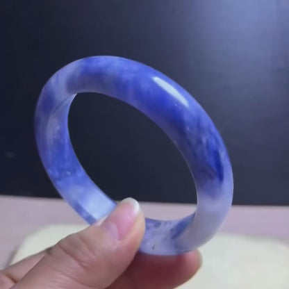 Natural Blue Kyanite Crystal Bracelet - Sky-White Icy Kyanite - 57.5mm Inner Diameter