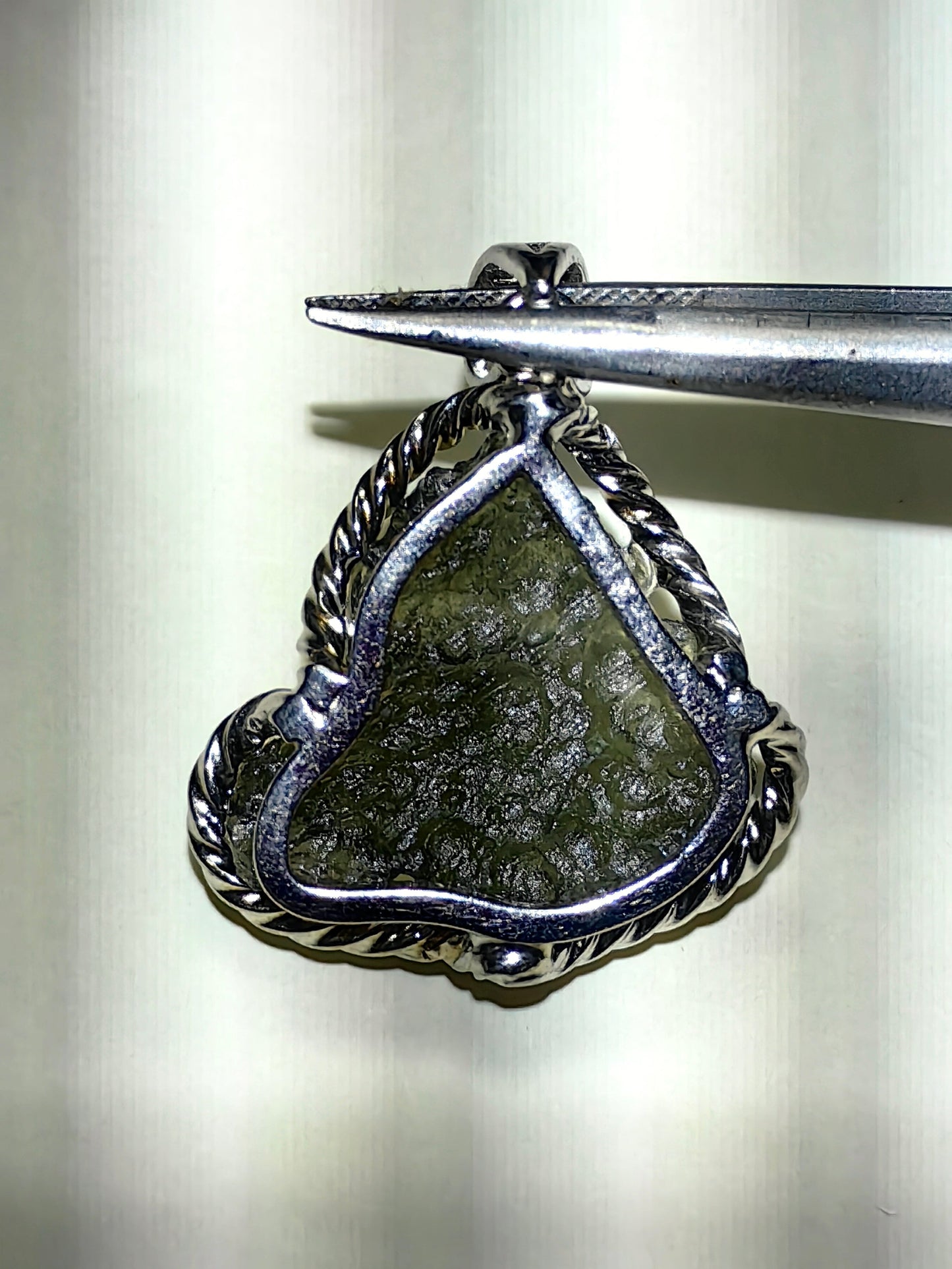 Cheese Shape Raw Moldavite Pendent With S925 Hand Wrapped